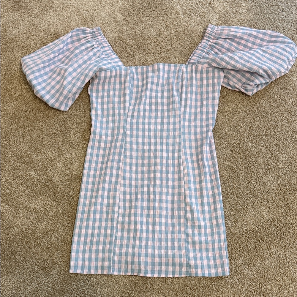 Lena Pink and Blue Checkered Casual Dress